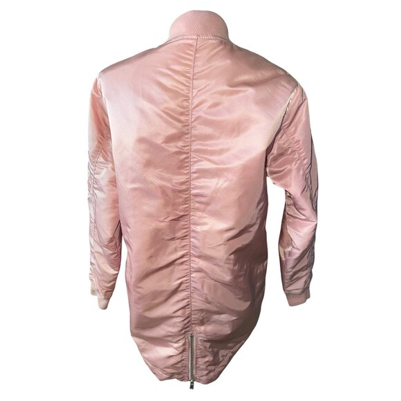 SOHO BABE Bomber Jacket Pink Longline Bomber Ribbed Collar & Cuffs Pockets Large - Picture 4 of 8